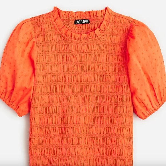 J. Crew Puff-Sleeve Textured Voile Smocked Top NWT – Size M - Picture 3 of 6